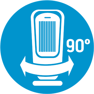 Radical Torre Metal tiene una base oscilante de 90 ° para garantizar una difusión amplificada del calor.